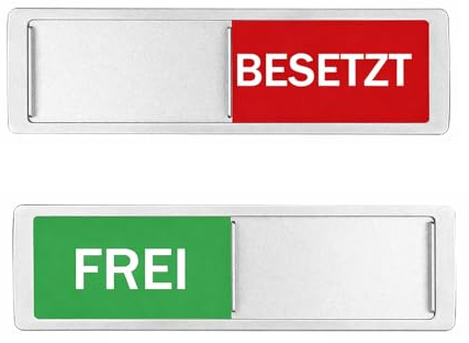 17,8 x 5cm WC Schild, Selbstklebend Besetzt Schild Toilette Mit Schieber & Magneten. Toilettenschild Frei/Besetzt Schiebeschild Für Toilettentür, Raumstatus-Anzeige & WC Deko