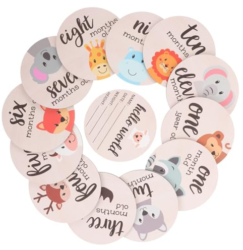 DIYEAH Cartes Mensuelles en Bois pour Bébé 13 Pièces Disques Jalons Étape Clé Accessoires Photo -Né Décoration Chambre Shower Plaques Étapes Mois Bébé