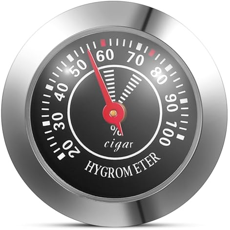 Veemoon Mechanical Hygrometer for Cigar Humidor Box 38mm Analog Humidity Gauge Black Analog Cigar Humidor Accessory for Home and Musical Instrument Cases