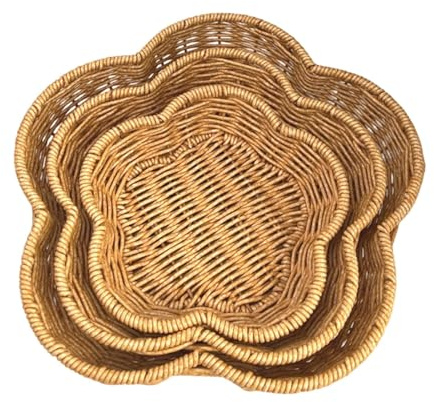 SZLIFE Cestino per il pane in finto rattan, decorativo, rustico, originale, cesto per intrecciato, bancone da cucina per verdure