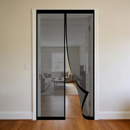 Tenda Zanzariera 105 x 330 cm Facile da Installare, Chiusura Automatica, Mantiene L'Aria Fresca, Maglia Fine, Anti Insetti Tenda Anti-Zanzare per Porte Scorrevoli, Nero