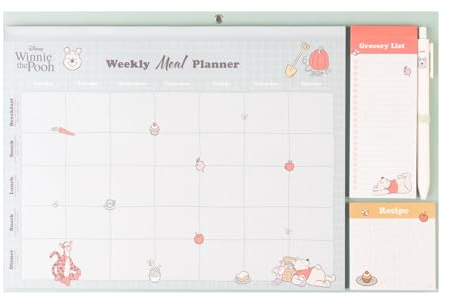 Grupo Erik Pianificatore Settimanale Pasti A4 Winnie the Pooh - Menu Settimanale Planner Magnetico da Frigo per Dieta con Lista della Spesa, Spazio per Note e Penna (21 x 29,7 cm) | Più di 50 Fogli