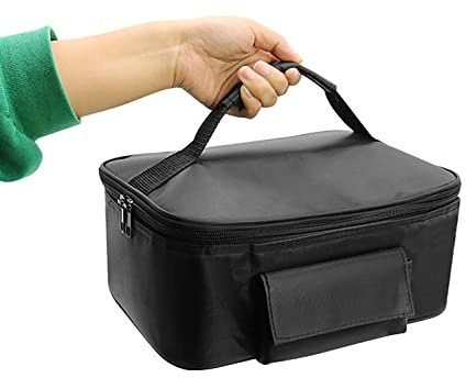 Sahgsa Scaldavivande Elettrico Portatile Isolato per Scaldavivande per Ufficio da Viaggio in Campeggio 11,4 X 8,3 X 4,3 Pollici Nero