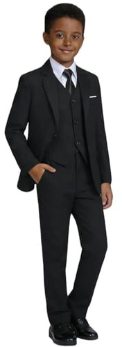 Visaccy Kids Suits for Boy Toddler Wedding Outfit Slim Fit Formal Wear Black Boys Suit Size 2T