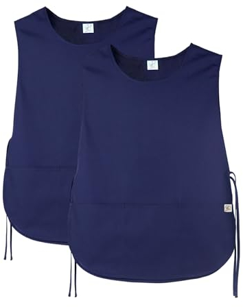 JONATHAN UNIFORM Unisex Förkläde med 3 Fickor för Rengöring Arbete, Städning Kök Förkläde Uniformer för Män och Kvinnor (Navy, M)