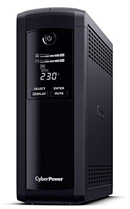 CyberPower VP1600EILCD Value PRO 1600va/960w Tower LCD UPS, 8xIEC Outlets and AVR, Black