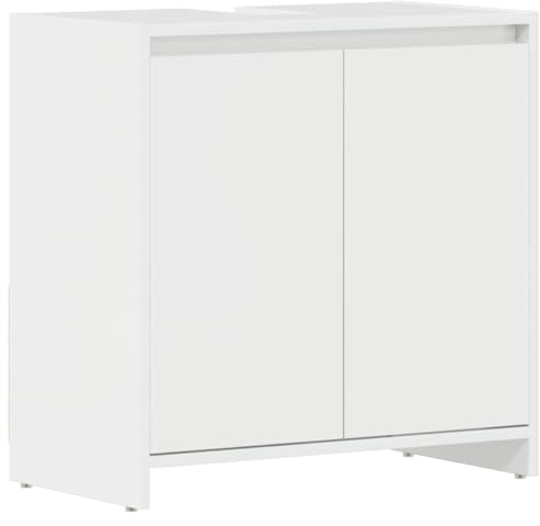 vidaXL Badezimmerschrank Waschbeckenunterschrank Waschtischunterschrank Badschrank Kommode Badmöbel Schrank Hochglanz-Weiß 60x33x61cm Holzwerkstoff