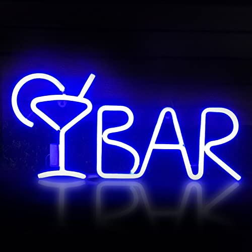 iKefe LED Neon Bar Sign Light up Beer Cocktail, 8 Lighting Modes with Remote Control, USB &Battery Powered Neon Sign Bar LED Letter Light for Home Bar Bedroom Man Cave Restaurant Wall Art Decor (Blue)