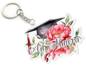 irpot Portachiavi Laurea Bomboniera 10 pz regalini fine festa gadget economici divertenti segnaposto bomboniere graduation day diploma (Peonia)