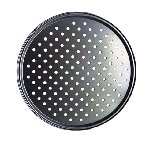 NihaoWXM Teglia da Forno Utensile da Forno Teglia for Pizza Antiaderente in Acciaio al Carbonio Vassoio a Rete Piatto Rotondo Profondo Teglia for Pizza Stampo Teglia per Pizza(28CM)