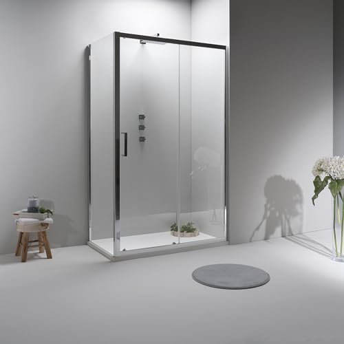 Box Doccia Angolare 80x120 cm - Cabina Doccia con Lato Fisso Trasparente, Temperato 6mm e Anticalcare, Porta Scorrevole, Profilo Cromato e Chiusura Magnetica - Facile da Installare e Pulire