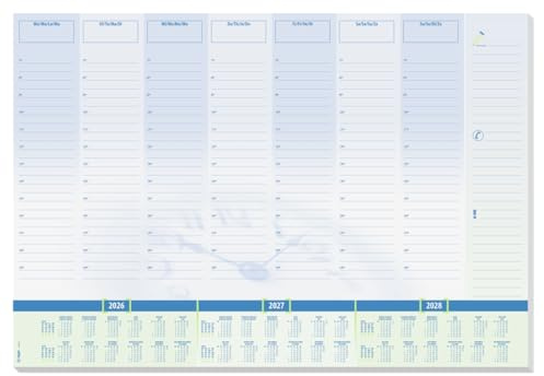 SIGEL H6350 Sous-main en papier, design planning semainier avec grille horaire et calendriers sur 3 ans, A2 (59, 5 x 41 cm), bleu et blanc, 30 feuilles
