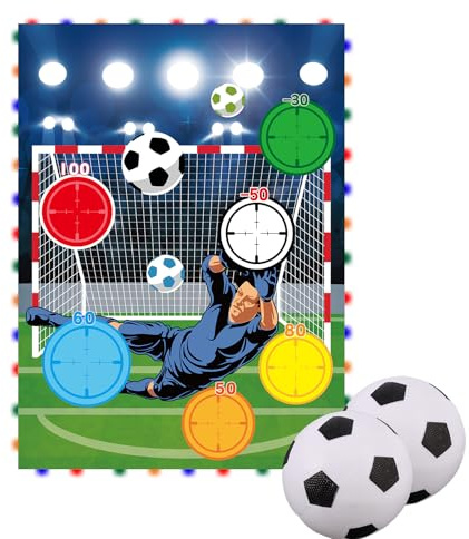 BTFO Set Gioco Calcio Trampolino con Striscia Luminosa, Rete Calcio in Movimento Lancio della Porta con 2 Palloni Bambini Giocattolo Sportivo per Accessori da Gioco per Trampolino da 8/10/12/14FT