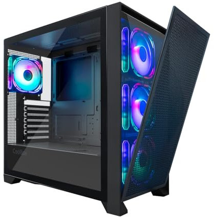 CoolBox Caja de Ordenador Gaming ATX GE2000 DualView con Doble Frontal Intercambiable, 4 Ventiladores ARGB Incluidos, Compatible con Refrigeración Líquida hasta 360mm. Caja PC Gamer, Torre PC