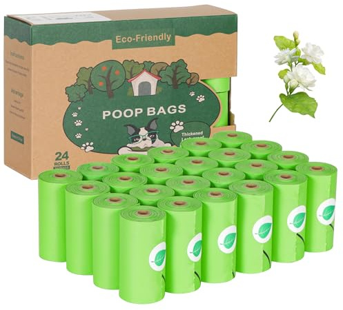 Hundekotbeutel Biologisch Abbaubar 360 StüCk Groß Hunde Beutel Reißfest Kackbeutel für Hunde, Auslaufsicher, Grün