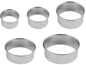 Hopzab 5 Pcs Cookie Cutters Round Pastry Cutters for Baking Stainless Steel Circle Biscuit Cutter Moulds for Making Dough Cake Donut Pies Scone,5Sizes