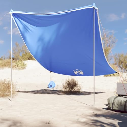 Owoxanthellate Tenda da sole da spiaggia, 210 x 228 x 213 cm, UV40 + Pop Up, in robusto poliestere, leggera e salvaspazio, per spiaggia, campeggio, giardino, tenda da spiaggia, blu e grigio