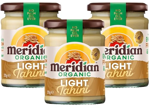Meridian Organic Light Tahini 270g – 100% Hulled Sesame Seeds, Smooth & Creamy, No Palm Oil, No Added Sugar or Salt, Vegan, Gluten & Dairy Free, Soil Association Organic, (Pack of 3) from SuperfoodUK