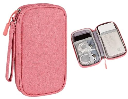 XPJYUA Reseelektronik organisatör bärbar kabelorganiserare vattentät förvaringsväska för Power Bank digitalt fodral hörlurar Oxford tyghållare, Rosa, One Size, En stil