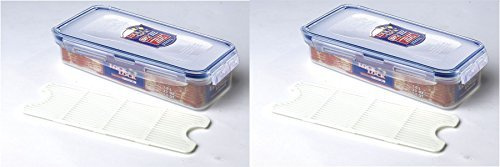 2 x Lock and & Lock Plastic Bacon Box with Freshness Tray 1L HPL842 by Lock & Lock