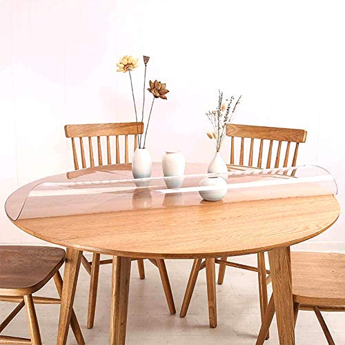 Lsimeru Tischdecke Transparent Rund 100cm,PVC Tischschutz Transparent Rund Abwaschbar Wasserdicht Tischdecke Glasklar Folie Tischfolie Schutzfolie Tischabdeckung