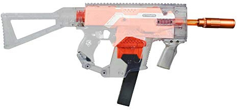 Worker - Kriss Vector Mod Upgrade Body Kit - Orange Muzzle - für NERF N-Strike Elite Stryfe - Transparent - Dartblaster Modding - Blaster-Tuning & Zubehör