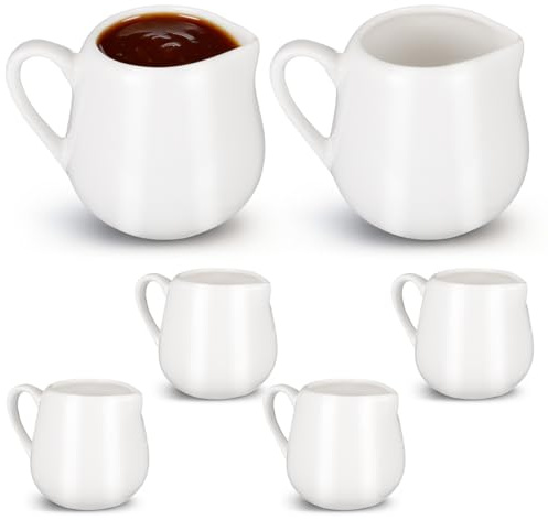 Mini Distributeur De Crémaillère À Café Lot de 6 carafes à sauce en céramique - Ceramique Creamer Pitcher