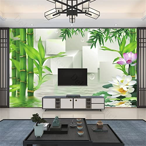 XAONUO Fotomurales Xxl Verde Bambú Hojas Flores Fotomural Tv Foto Mural Pared 3D Fotomurales Decorativos Papel Tapiz Estéreo 3D Fotomurales 3D Fotomural Vinilo Papel Pintado 200X100Cm