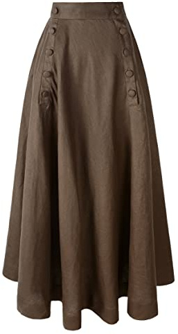 Reminisce Boutique Edwardian Linen Skirt Suffragette, Brown, 8