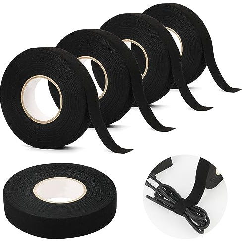 RISVOWO 4 Pezzi Nastro Isolante in Tessuto, 19mm*15m Nastro per Cablaggio Automobilistico, Nastro Isolante per Alte Temperature, Nastro Isolante Telato Utile in Auto per Fili a Vista