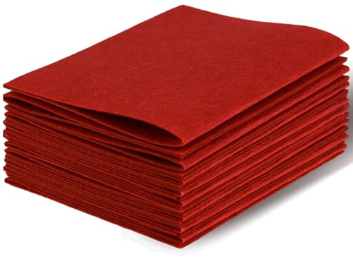Felt Sheets Fabric, 7 x 11 Soft Felt Fabric for Crafts 10Pcs Halloween Christmas Fabrics Fall Felts for DIY and Sewing Projects (Red)