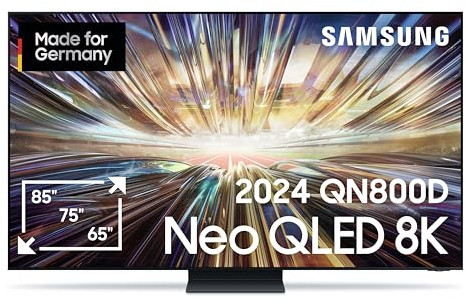 Samsung Neo QLED 8K QN800D Fernseher 65 Zoll, Neo Quantum HDR 8K+, Neural Quantum AI Gen2 Prozessor, AI Upscaling, Smart TV, KI TV, GQ65QN800DTXZG, Deutsches Modell