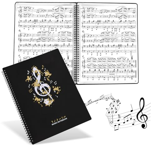 Carpetas para Partituras A4, Carpeta de Archivos de Música, 60 Compartimentos/120 Páginas, Carpeta Partituras Piano File Negro, Carpeta Fundas Plastico para Músicos, Escuela, Hogar