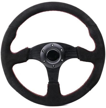 Universales Autorennen Tuning Drift Sportlenkrad Wildlederlenkrad Autoteile(Wildleder rot)