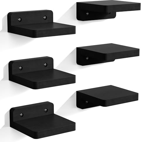 Alsonerbay Wandregal Klein Schweberegal 6er Set, 10cm Mini Regal Wand Wandboard Hängeregal Regale für Wände Wall Shelf für Schlafzimmer Wohnzimmer Badezimmer Küche (Schwarz)