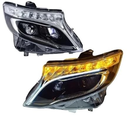 WSUMKH Fanale Anteriore Fari Auto Per Benz Per Vito W447 E32 2016-2022 Kit Accessori Per Gruppo Ottico Anteriore A LED Per Auto Stile Aggiornato Lenti Per Proiettore Faro Principale Fari