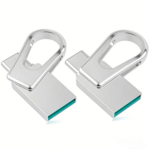Vansuny 2 piezas USB C Stick 32GB Mini USB Stick 3.0 2-EN-1 OTG Flash Drive Dual USB C Memoria USB Metálica Resistente al Agua para iPhone 15 Smartphone Android Windows Mac OS, Plata
