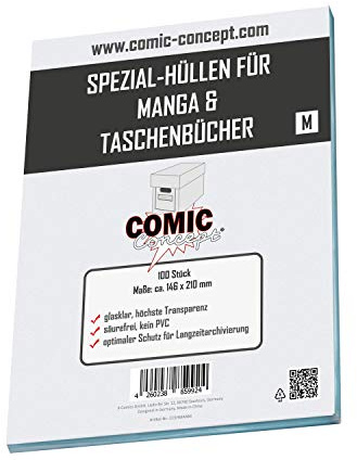 Comic Concept Pochettes spéciales (sans languette) pour manga et livre de poche M (146 x 210 mm)