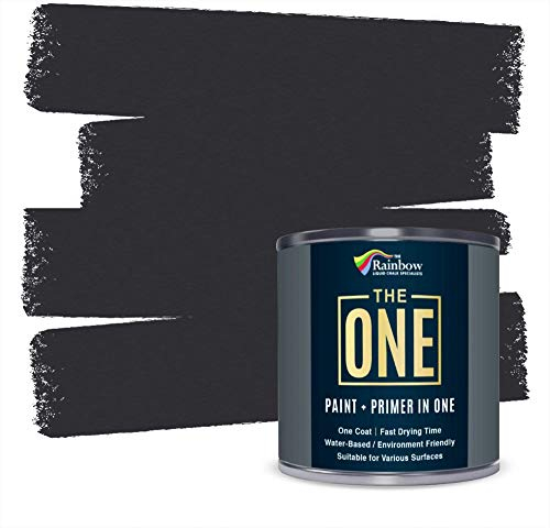 THE ONE Paint & Primer | Quick Drying Durable Paint | For Furniture, Cabinets, Front Door, Walls, Bathrooms, Kitchens and Tiles | Suitable for Interior/Exterior | Charcoal Matte, 250ml