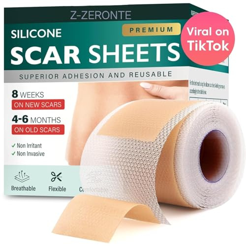 Silicone Scar Sheets,Silicone Scar Tape(1.6x 120 Roll-3M), Reusable and Effective Scar Removal Sheets, Silicone Scar Removal Sheets for Surgical Scars,Healing Keloid, C-Section, Tummy Tuck
