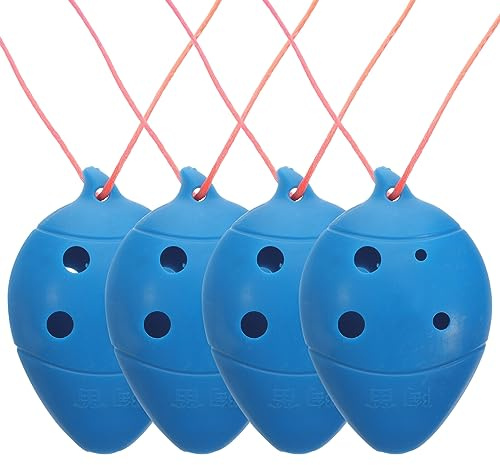 4 ocarinas de 6 agujeros para niños, instrumento de plástico apto para principiantes, color azul, ideal para el aprendizaje temprano y ocasiones especiales