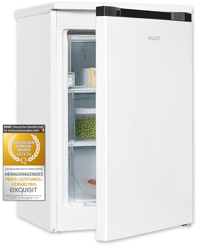 Exquisit Gefrierschrank, Tiefkühlschrank, 85 Liter, 3 Schubladen, Energieklasse C, 4-Sterne-Gefrierfach, Gefireschrank klein, GS581-051C weiß