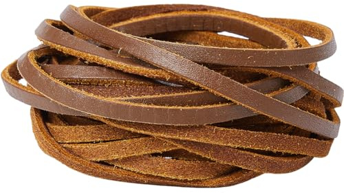 GORGECRAFT 5 m x 4 mm platt lädersnöre äkta lädersnöre 2 mm tjockt koskinn flätning tråd för armband halsband smyckestillverkning nyckelringar stövel spets gör-det-själv hantverk verktygsverkstad,