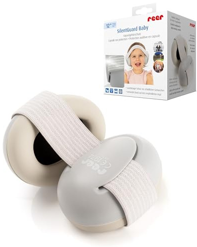 reer SilentGuard Baby Gehörschutz, In Deutschland auf Sicherheit getestet, weich und leicht für den empfindlichen Baby Kopf, mitwachsend, grau