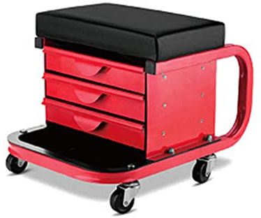 OZBMA Siège à roulettes pour Atelier de Garage, siège de Travail Roulant, pour Tabouret de mécanicien d'atelier, avec roulettes, avec Plateau d'équipement et Porte-Outils, siège rectangulaire