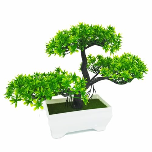 Bonsai-Baum im Topf, künstliche Pflanze, Dekoration für Schreibtisch, Zuhause, Arbeitszimmer, 180 mm (grün)