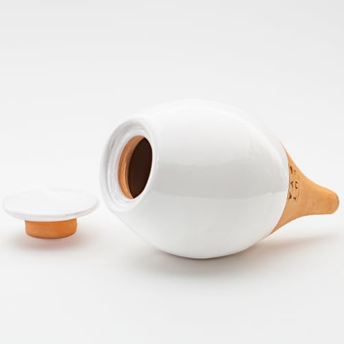 Lutoya Klein | Handgefertigte handwerkliche Olla aus 100% Keramik | Freistehender Wasserdiffusor für gesunde Pflanzen | Langsame Bewässerung | Einfach effektiv | OYA Europa - 20 cl (Weiß)