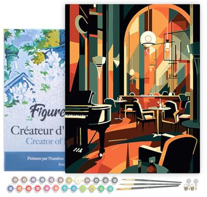Figured'Art Peinture par Numéro Adulte avec Cadre Club Art Déco - Activité Manuelle Kit de Loisir Créatif DIY Numéro d'Art Complet - 40x50cm toile tendue sur châssis