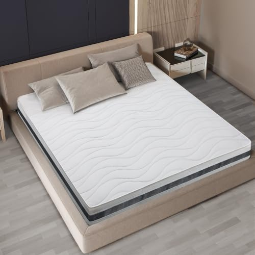 The White Stone Matratze 140 x 200 aus hypoallergenem Waterfoam | Höhe 20 cm | Polsterung aus Watte und Bezug aus atmungsaktivem 3D-Gewebe, milben- und pilzresistent | Hergestellt in Italien