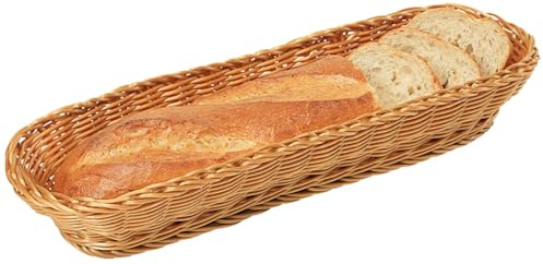 Kesper | Corbeille à pain et fruits, lot de 5, matériau: plastique tressé, dimensions: 41 x 16 x 7 cm, couleur : marron | 1784815